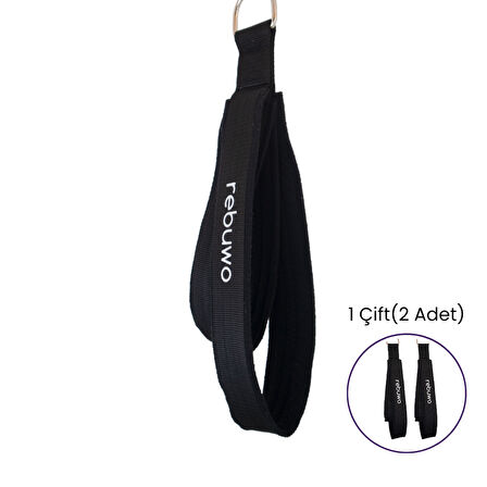 Rebuwo Pilates Elcik Reformer Yoga Pilates Tutma Aparatı (Siyah)– Kadife Kumaş & Metal D Tokalı (1 Çift)